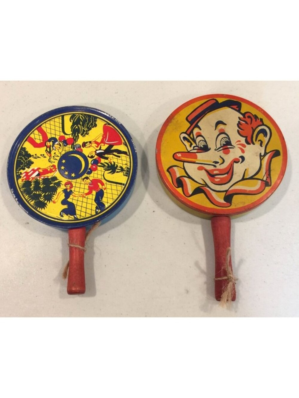 KIRCHHOF LIFE OF THE PARTY Dancers Clown Tin Rattle Noise Maker Set of 2